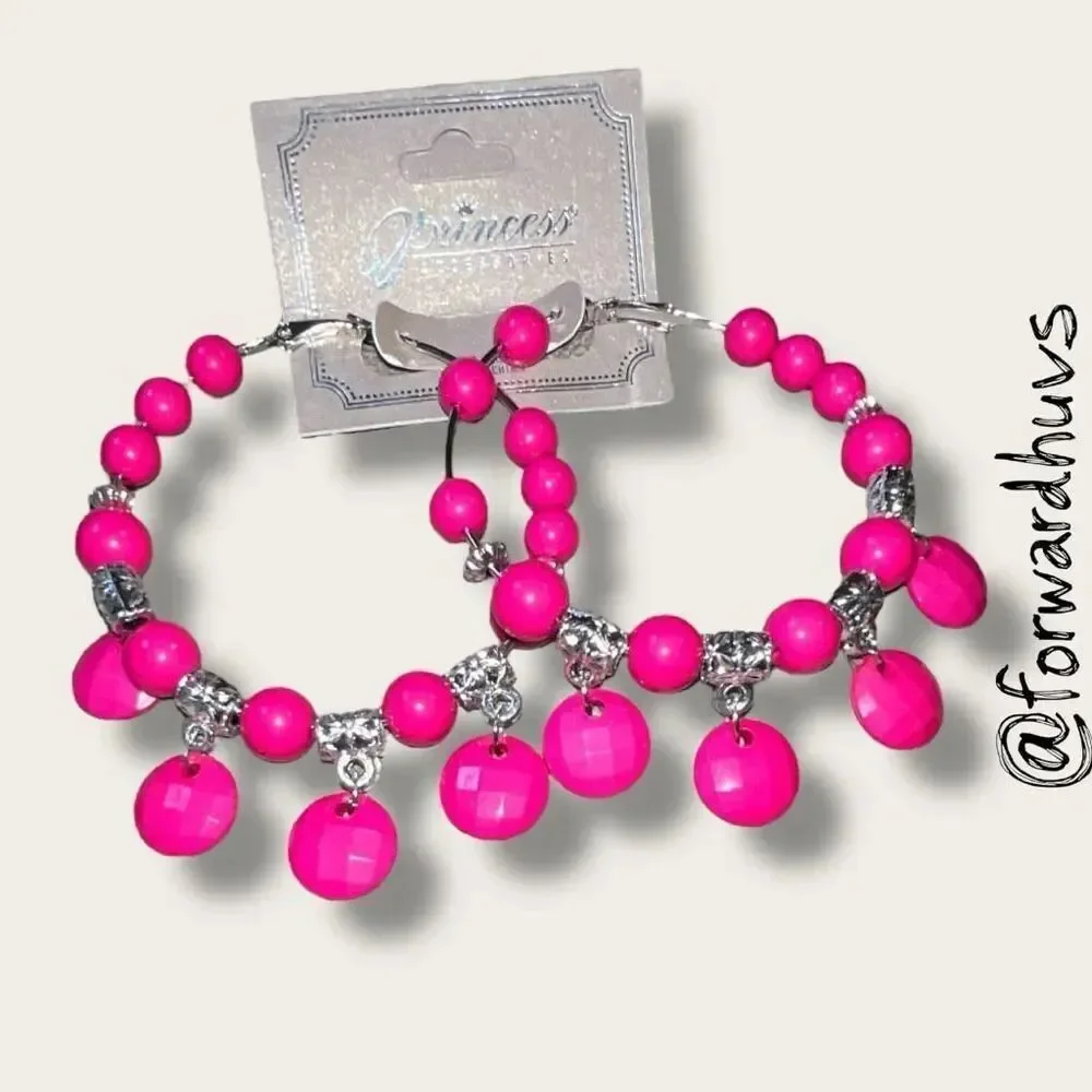 Bundle Sale 3 for $15 | Princess Accessories Pink Hoop Earrings